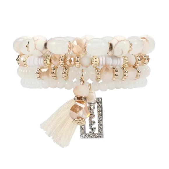 Jewelry - Pure white -rose stack bracelet